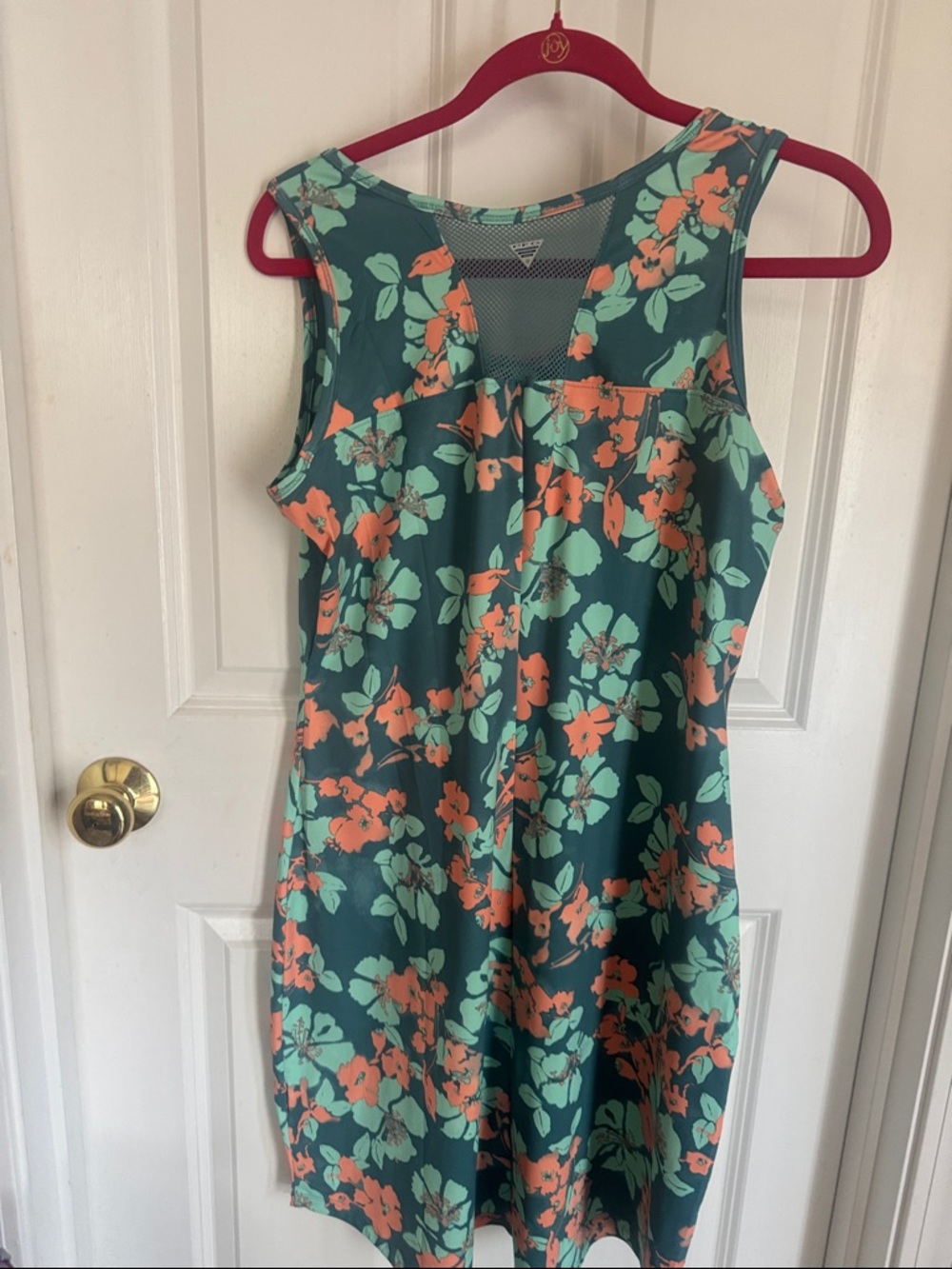 LuLaRoe Teal Floral Dress with Coral and Mint Flowers - Picture 2 of 4
